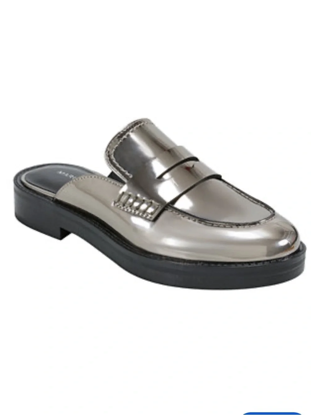 Marc Fisher Burlesk Loafer Open Back Pewter Womens Size 6.5 Mules Slides